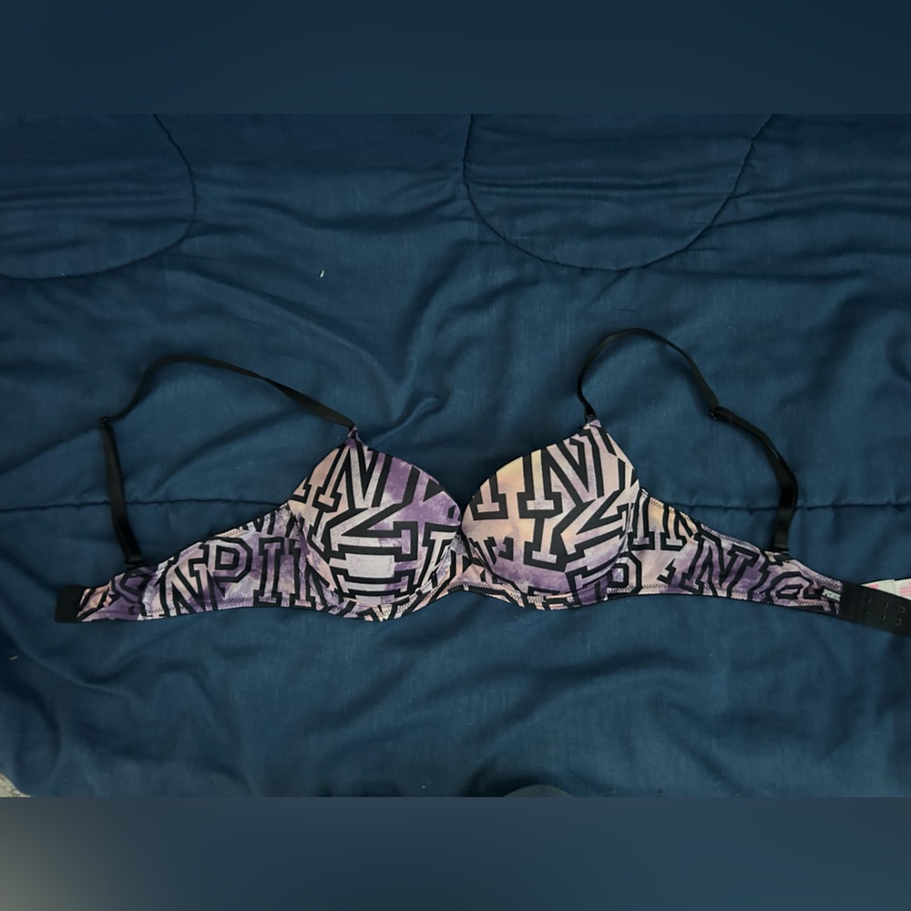 Purple and Black PINK Bra